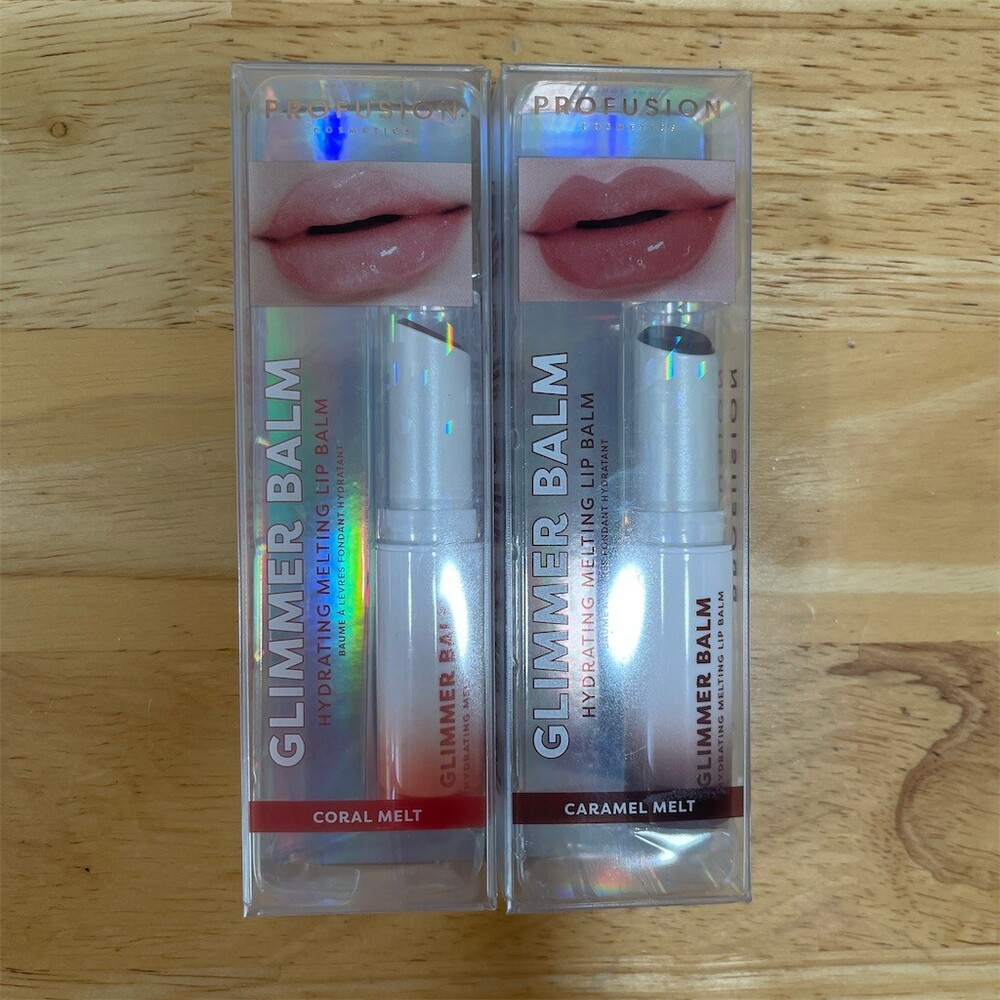 Profusion Glimmer Balm Hydrating Melting Lip Balm Duo Coral & Caramel 2pk